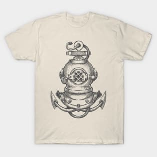 Diving Helmet and Ship Anchor T-Shirt